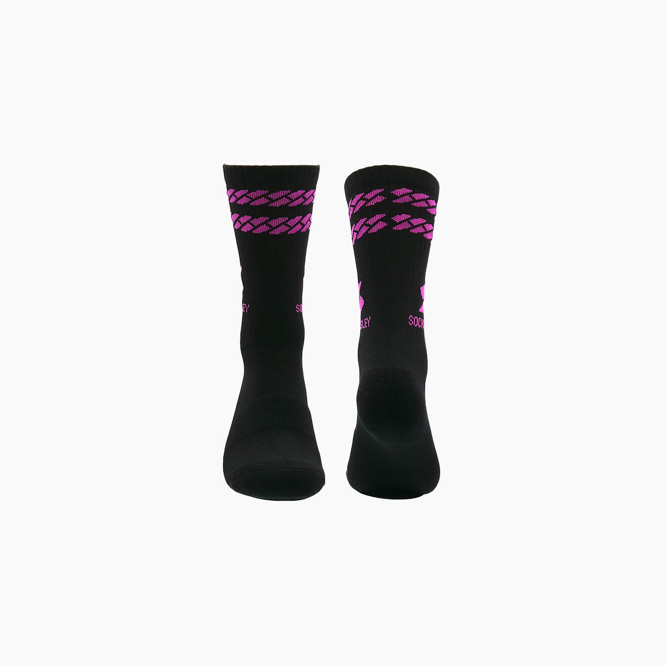 Athletic Crew Socks - Pink Stripes on Black - Image 2