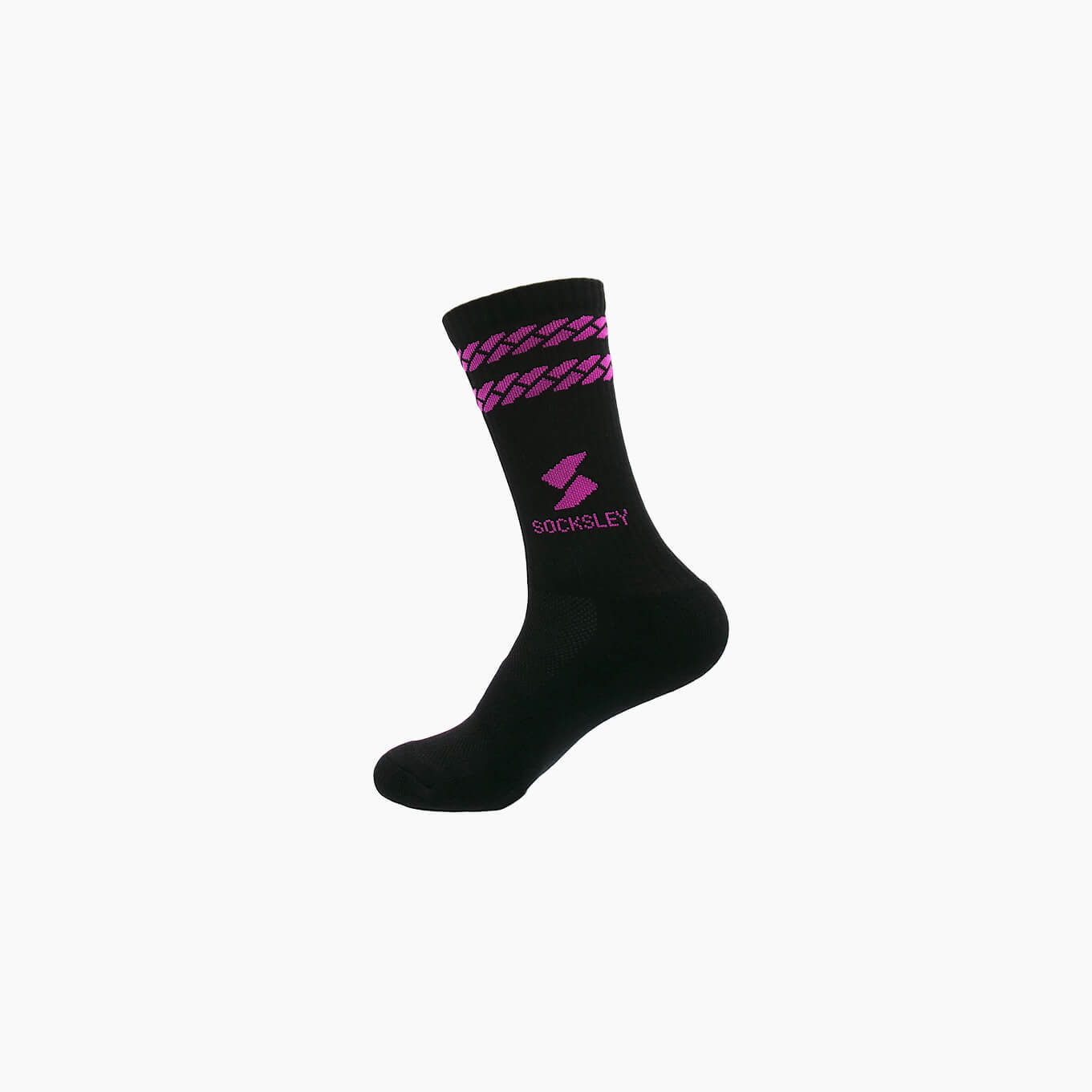 Athletic Crew Socks - Pink Stripes on Black - Image 6