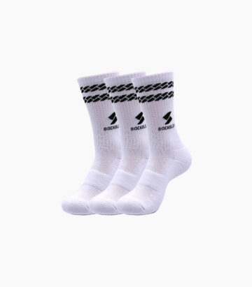 Athletic Crew Socks - Black Stripes on White